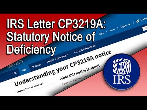 IRS Letter CP3219A: Statutory Notice of Deficiency